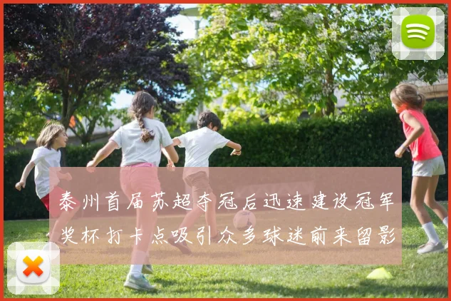 泰州首届苏超夺冠后迅速建设冠军奖杯打卡点吸引众多球迷前来留影